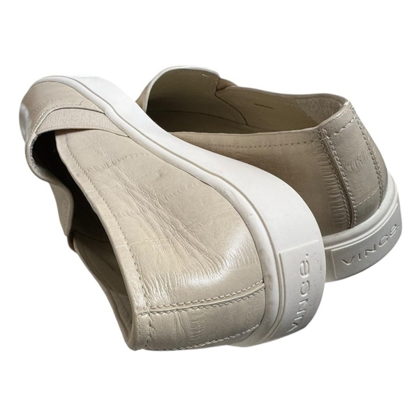 New! VINCE Blair Croc-embossed Leather Slip-on Sneakers Cobblestone‎ Cream - Picture 4 of 8